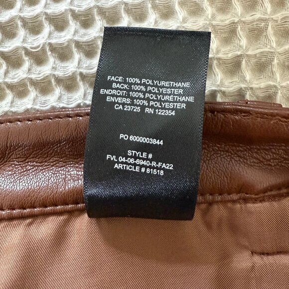 NWOT Aritzia WILFRED Melina Cognac Brown Vegan Leather Trousers Pants Size 6 - Picture 13 of 13